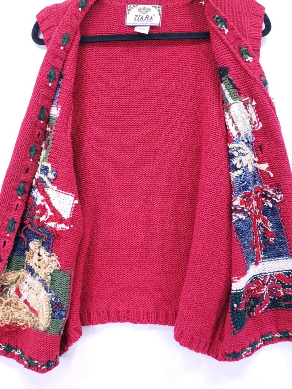 Tiara International Vintage Christmas Knit Sweater Vest Red Size Large Presents - Picture 15 of 15